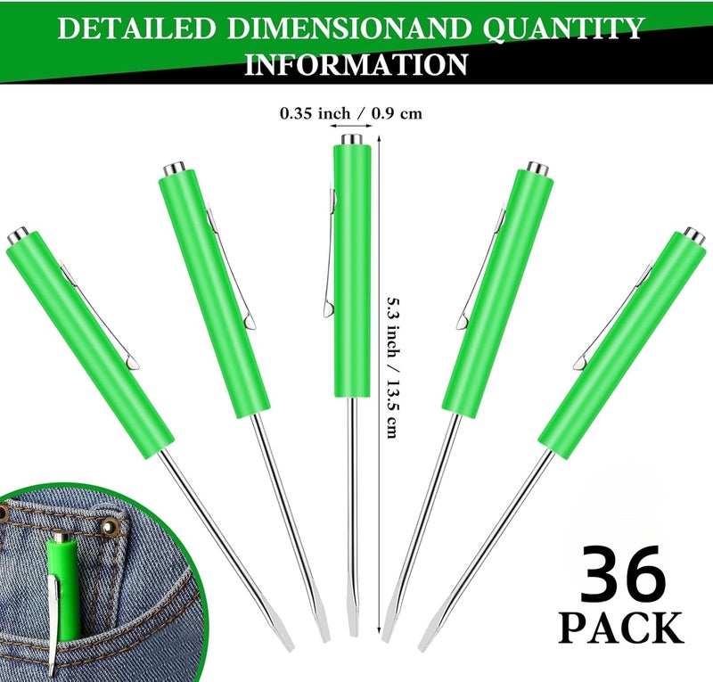 cssopenss 36 Pcs Pocket Screwdriver Mini Tops and Pocket Screwdriver with Magnet Pocket Screwdriver for Mechanical Electrician Technician Repair Tool (Green) - Image 2